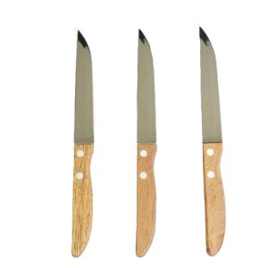 3 couteaux à fruits avec manche en bois (lame tranchante)